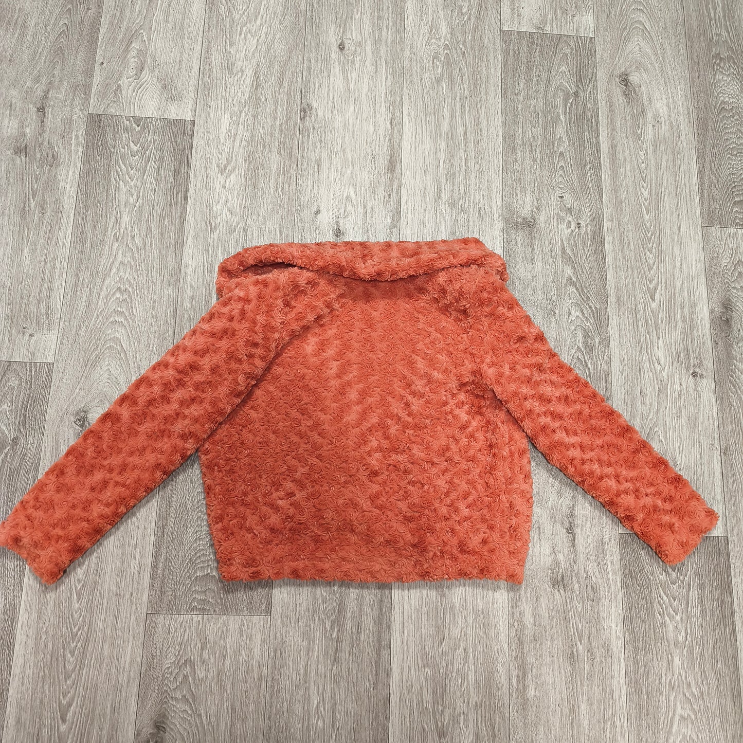Sidonas Womens Faux Fur Rosette Swirl Jacket Coat Size EU 38 Coral Orange Short