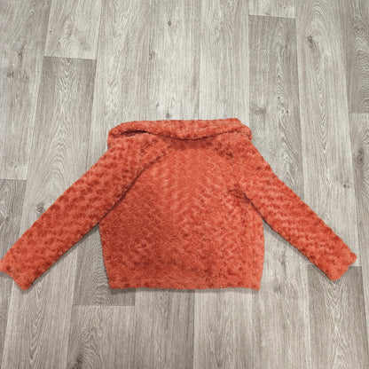 Sidonas Womens Faux Fur Rosette Swirl Jacket Coat Size EU 38 Coral Orange Short