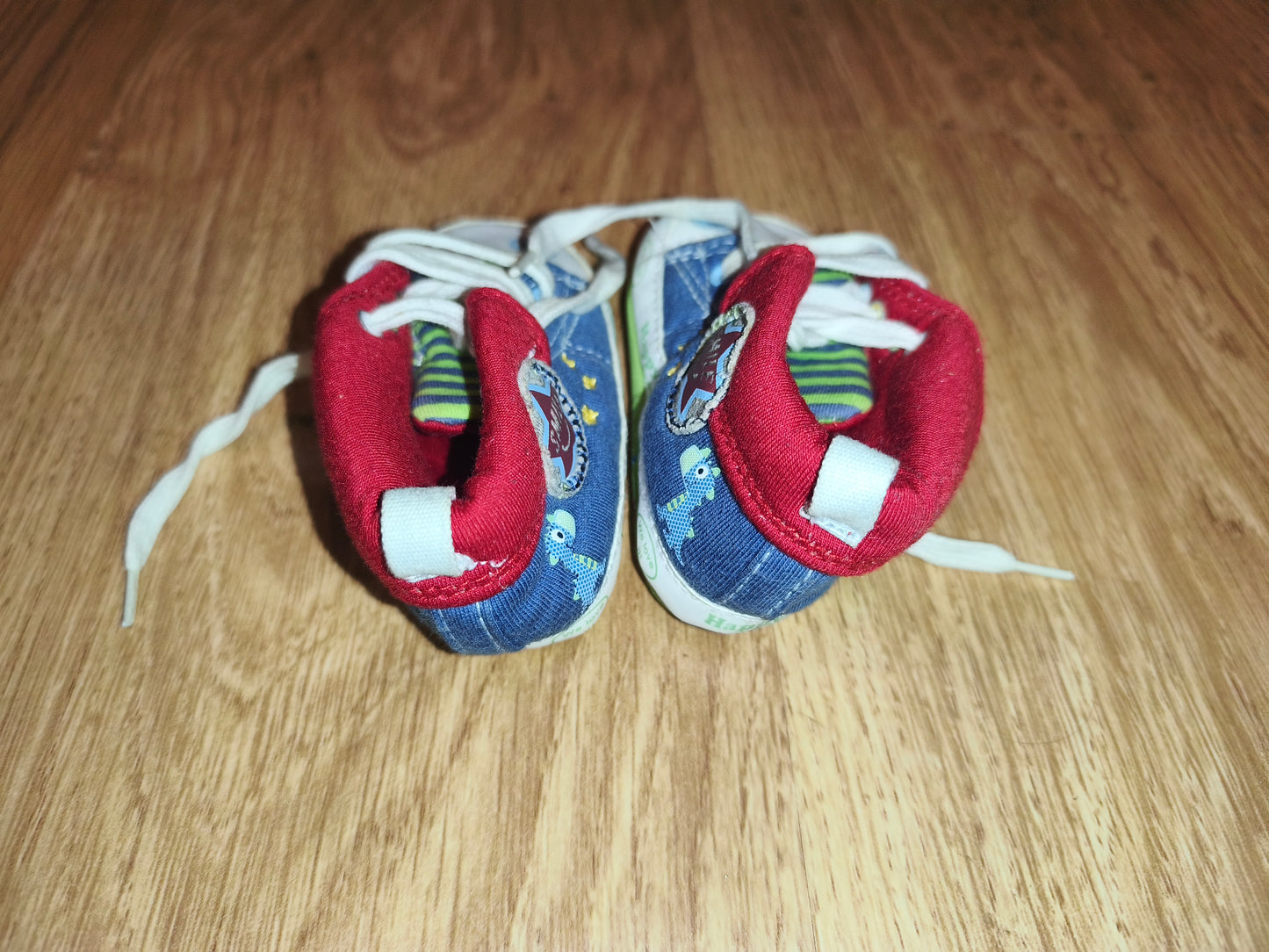 Next Baby High-Top Sneakers – Dinosaur & Star Canvas Pre-Walkers (Size 1 / 3–6 Months)