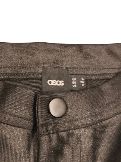 ASOS Coated Skinny Jeans UK 6 Leather Look High Waisted Black