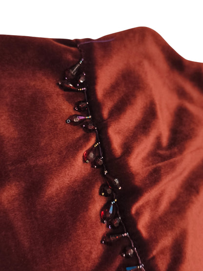 Rare VTG Forever 21 Red Velvet Maxi Dress Beaded Empire Waist Y2K Whimsigoth M L