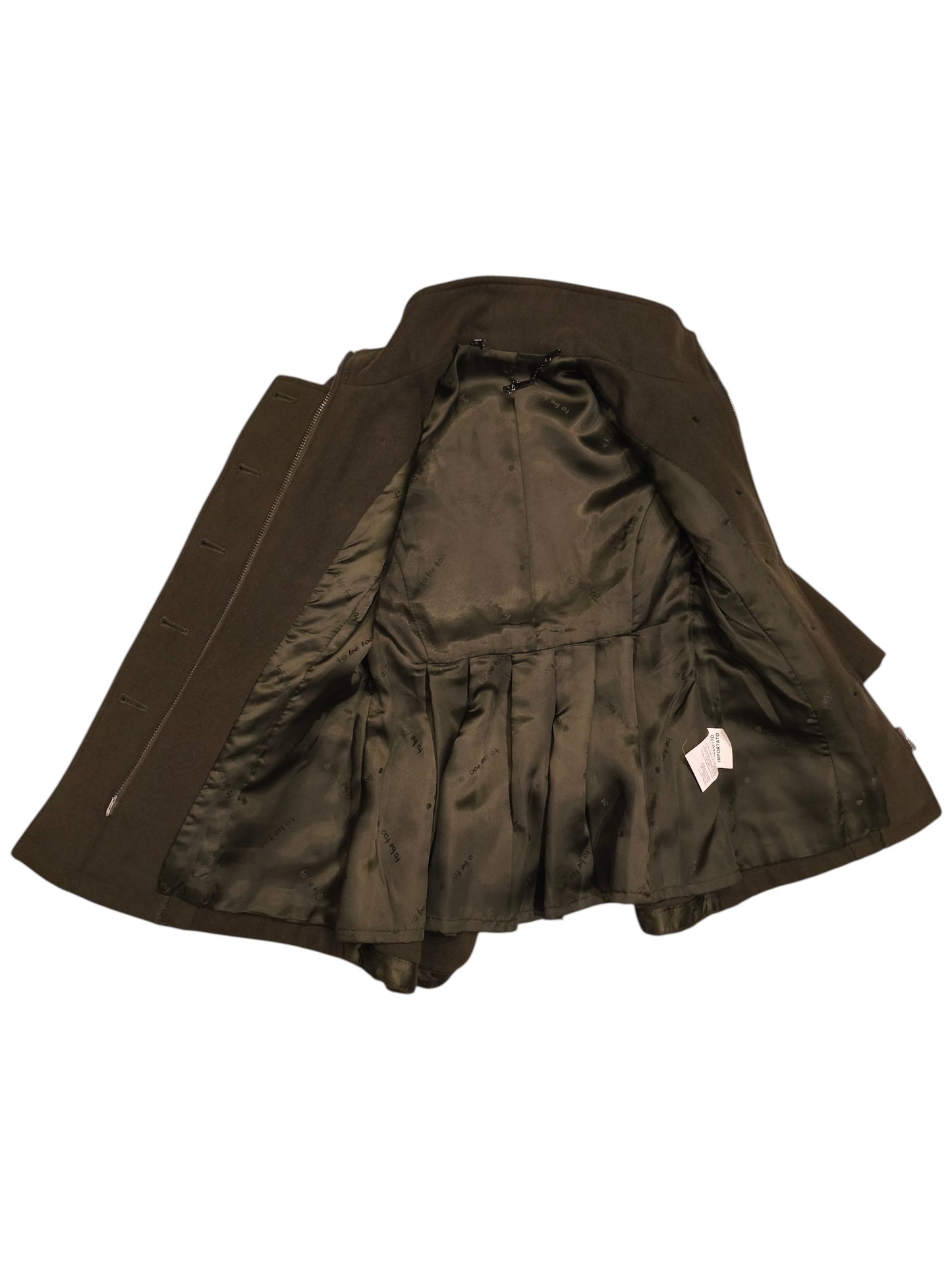 To Be Too Girls Military Coat Olive Green Embellished Pleated Back Size 26