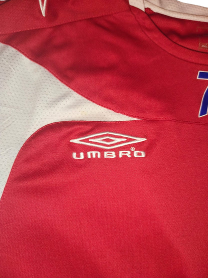 Vintage Umbro Rival Football Jersey Shirt Red White #7 Size M L Rare Soccer