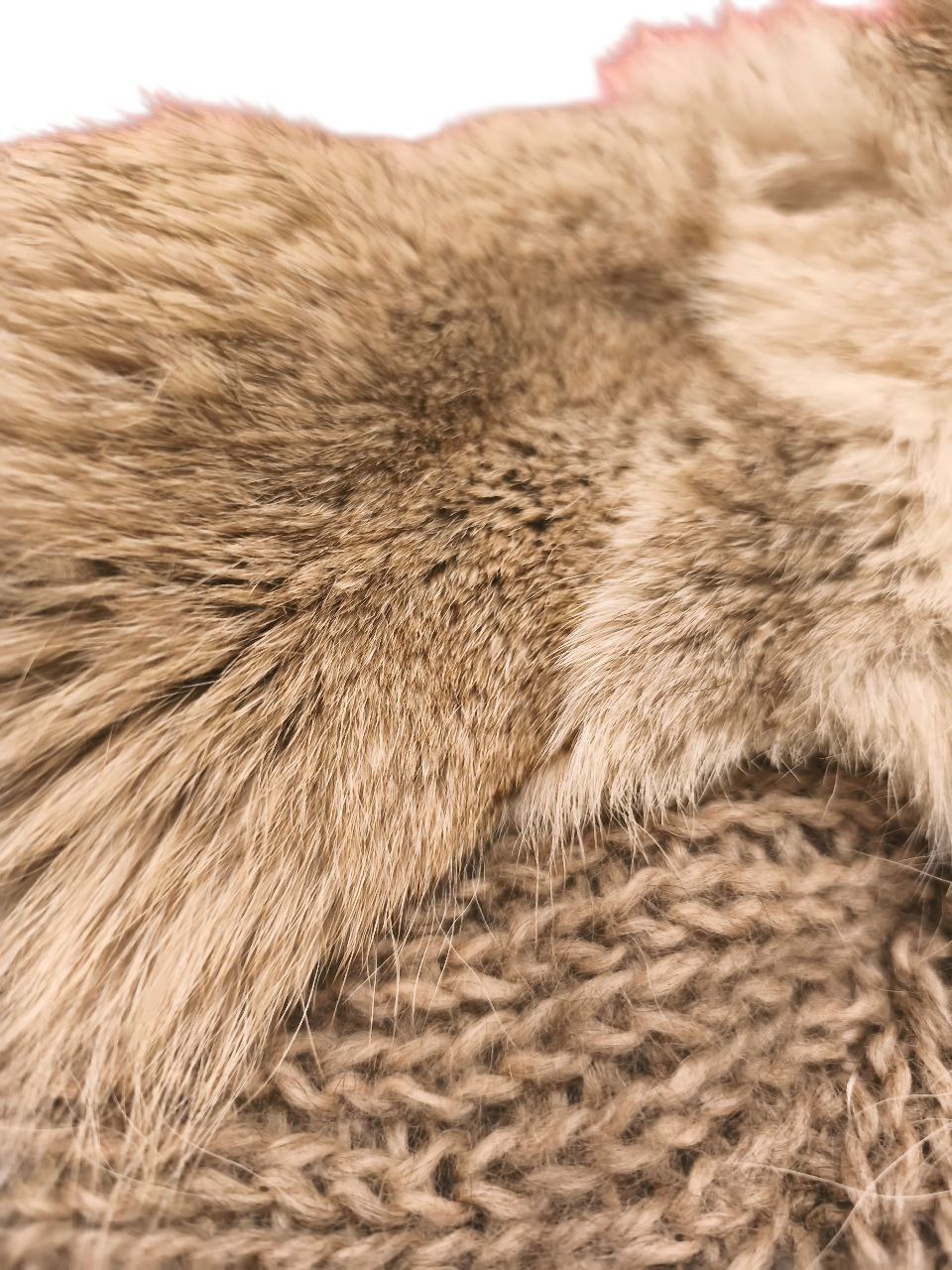 Real Fox Fur Knit Cardigan Jacket Women’s Size L – Genuine Fur Panels