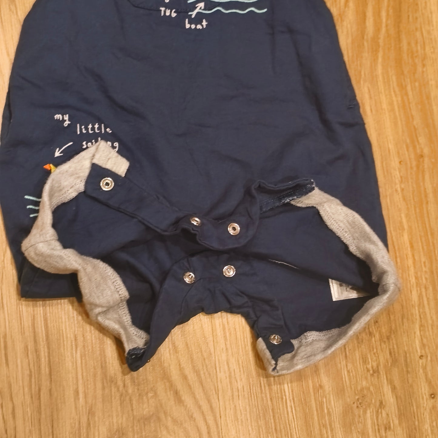 Mothercare Baby Boys Dungarees Romper 3-6 Months Navy Blue Nautical Boat