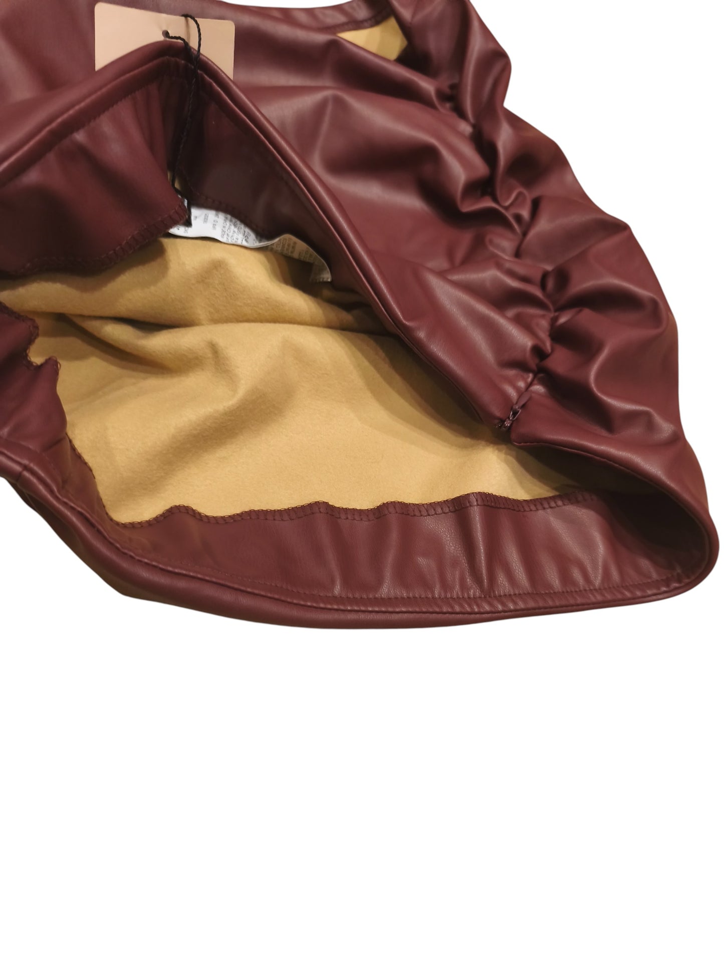 SHEINBAE Burgundy Faux Leather Ruched Mini Skirt - Size Medium M (US 6) - NWT