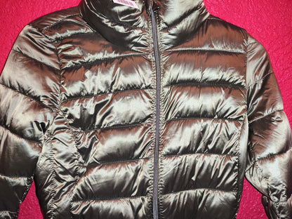 Esmara Metallic Olive Green Belted Lightweight Puffer Jacket | NWT S 36/38 (Minor Wear)