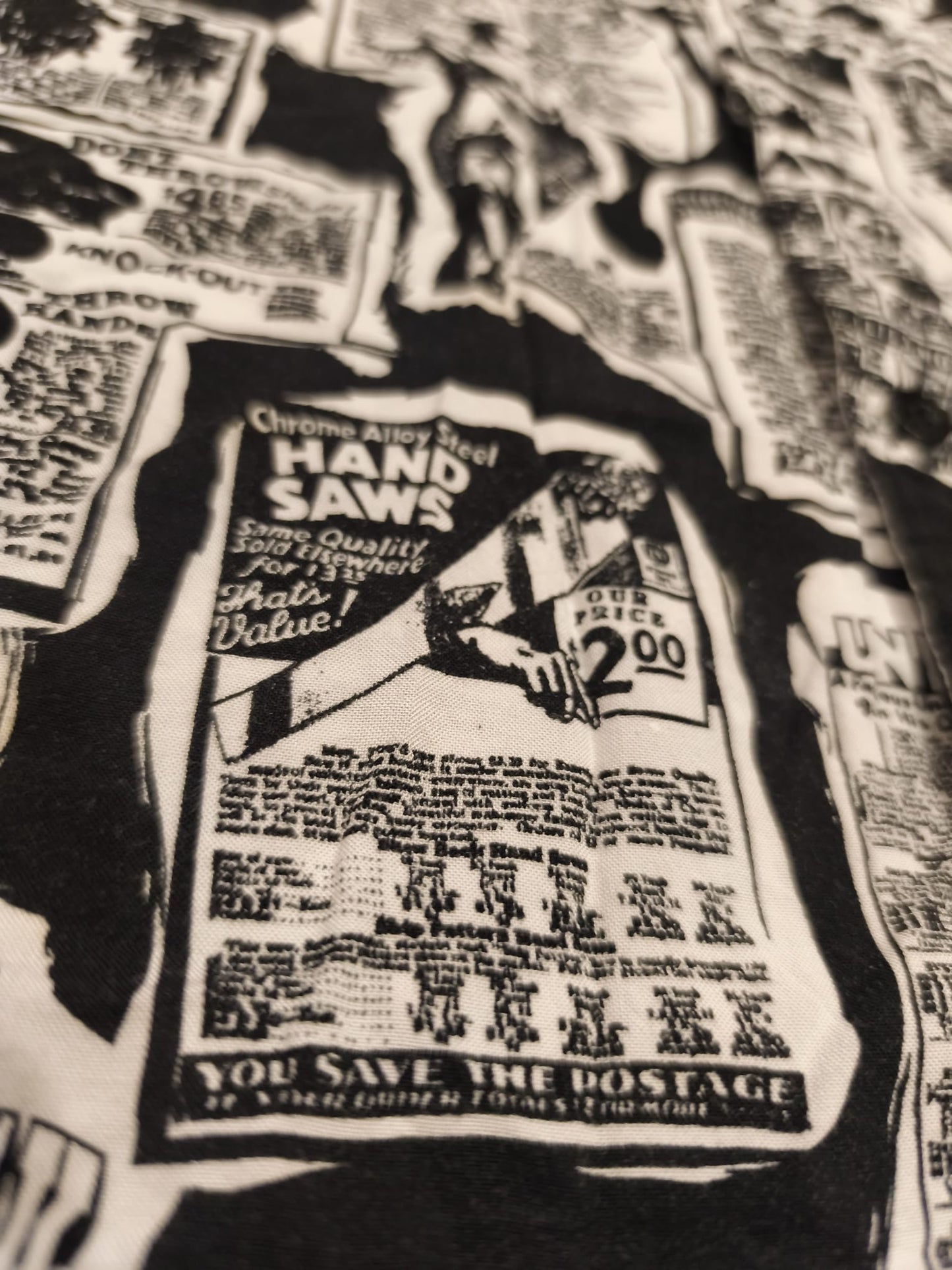 Empyre Men’s L Button Up Shirt Vintage Ad Newsprint Graphic Streetwear