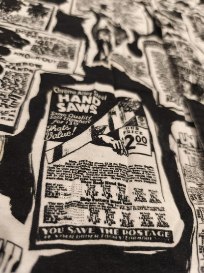 Empyre Men’s L Button Up Shirt Vintage Ad Newsprint Graphic Streetwear