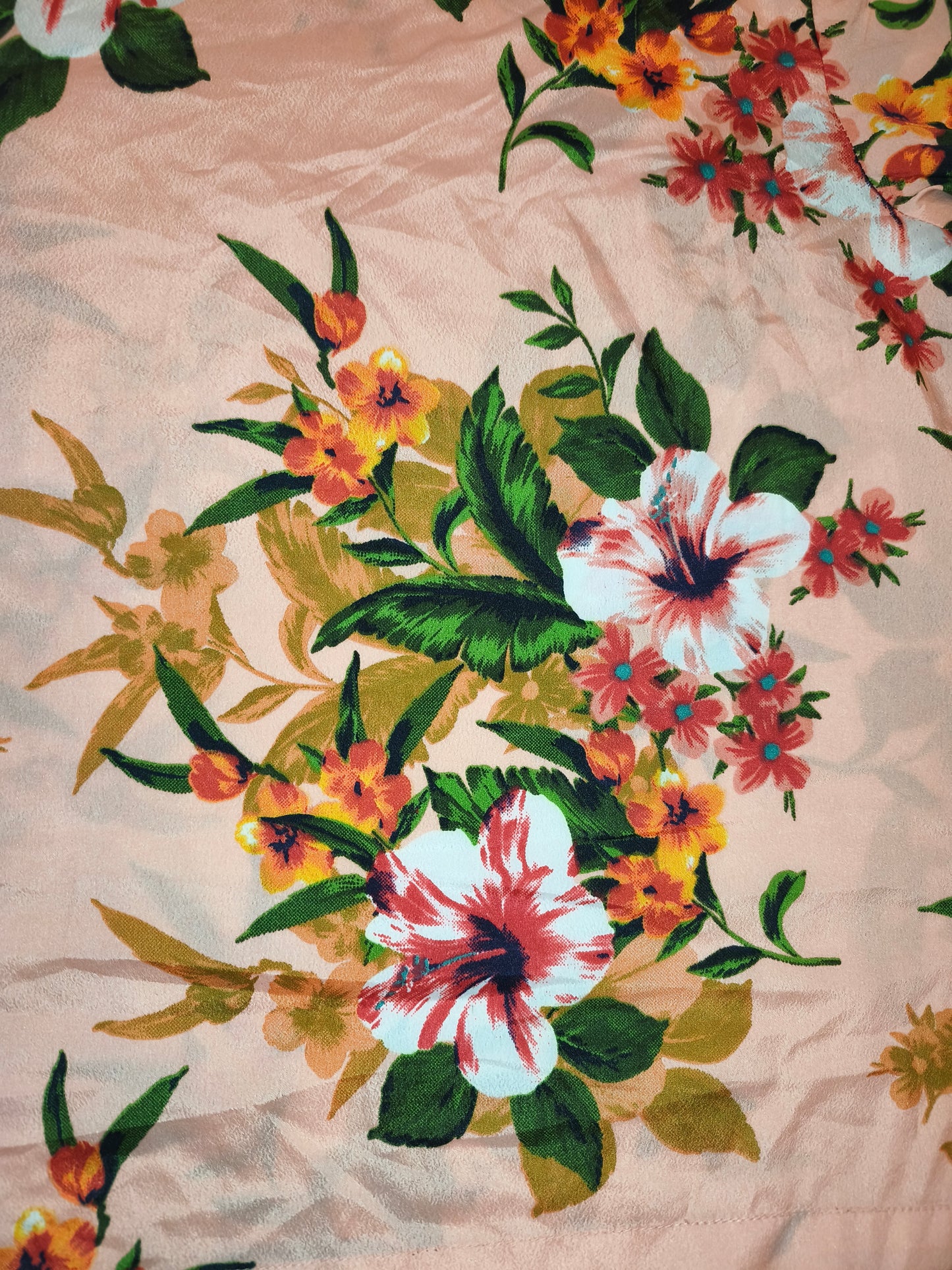 Peacocks Floral Print Tie-Sleeve Blouse – Peach & Multicolour, Size UK 10