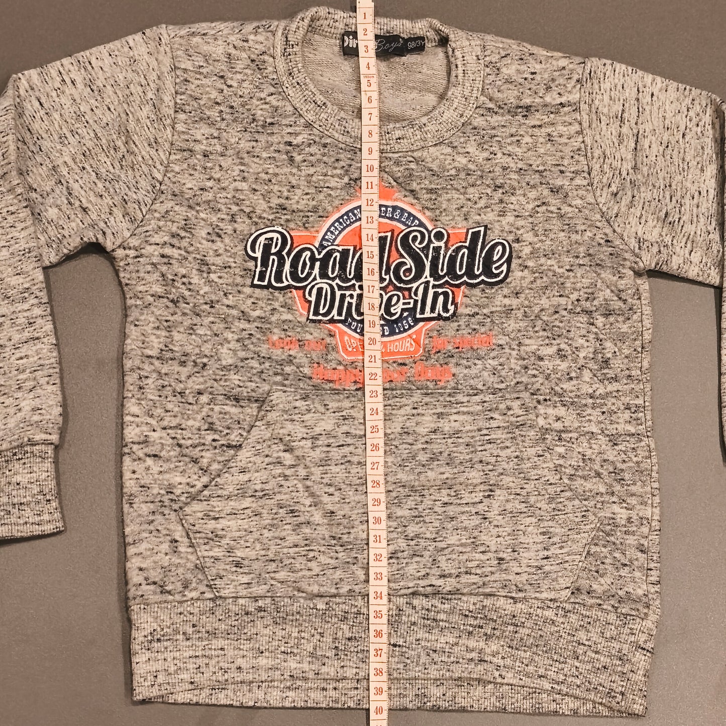 Dirkje Boys Grey Marl Graphic Knit Sweatshirt Jumper | Size 98 / 3Y