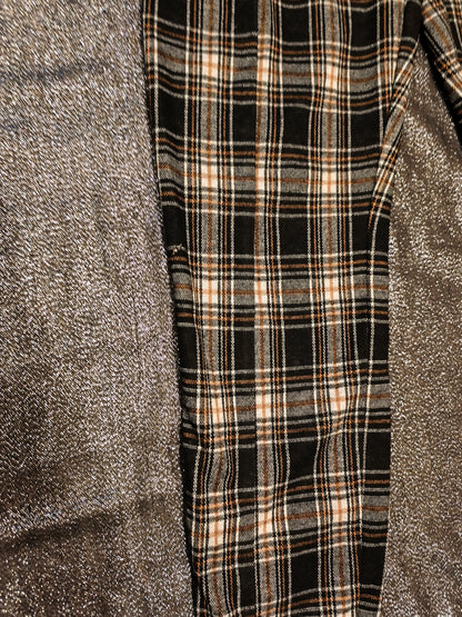 NEXT Women’s Plaid Checked Trousers Size 12R Black Tan White Tapered Zip Detail