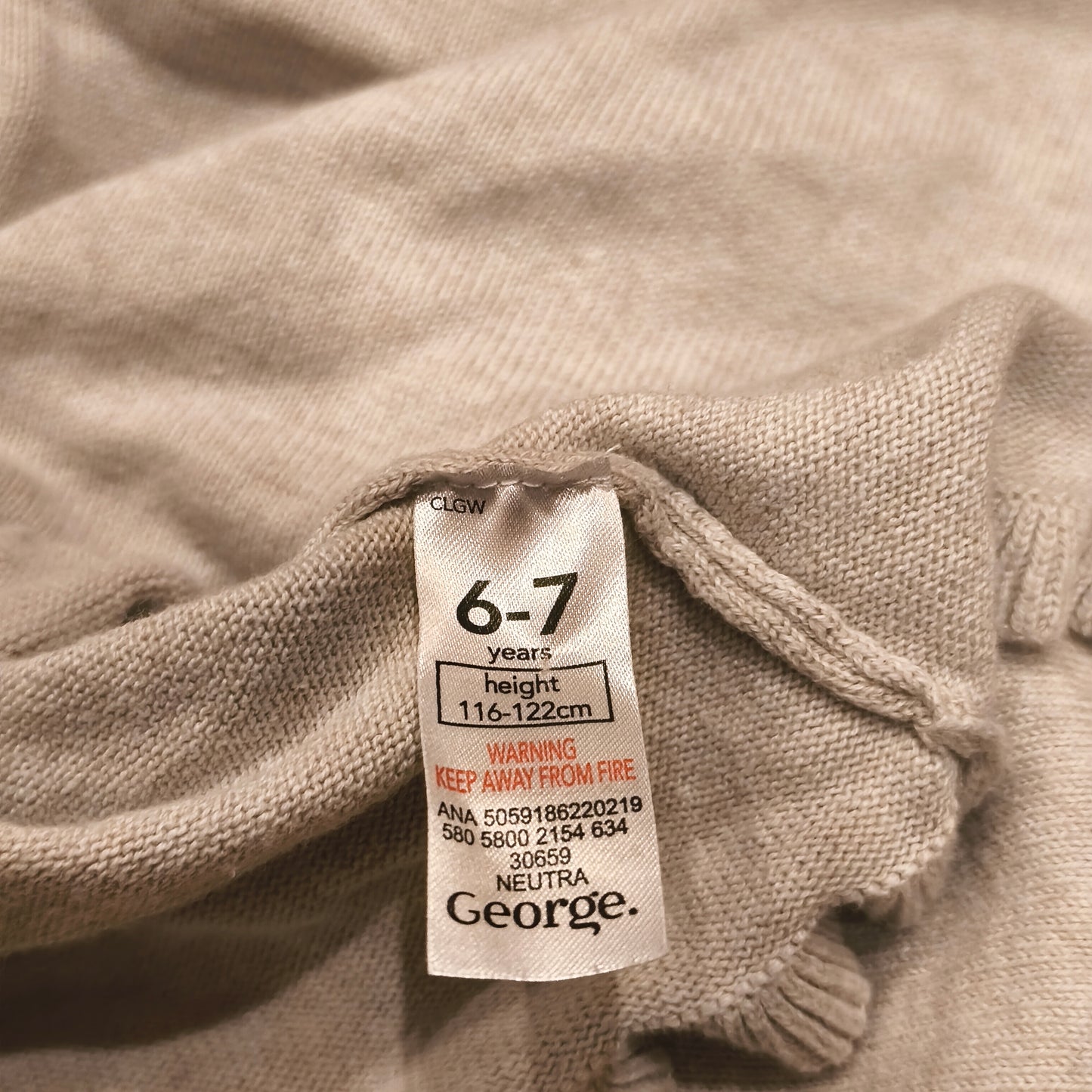 George Girls Grey Cardigan 6-7 Years Ruffle Hem Cuffs 100% Cotton Button Front