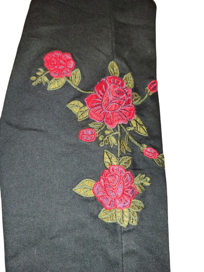 Clockhouse Women's Black Skinny Jeans Floral Rose Embroidery C&A Size EU 40/UK12