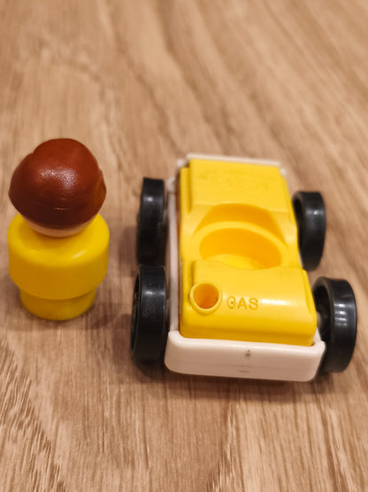 Vintage Fisher-Price Little People Yellow Car & Figure Set | Retro Play Family Jeep Toy Collectible