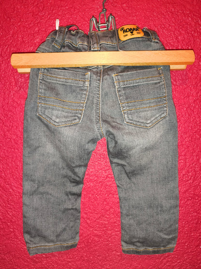 Baby Club C&A Grey Denim Jeans with Cute Tiger Patch – Size 80 (9-12 Months)
