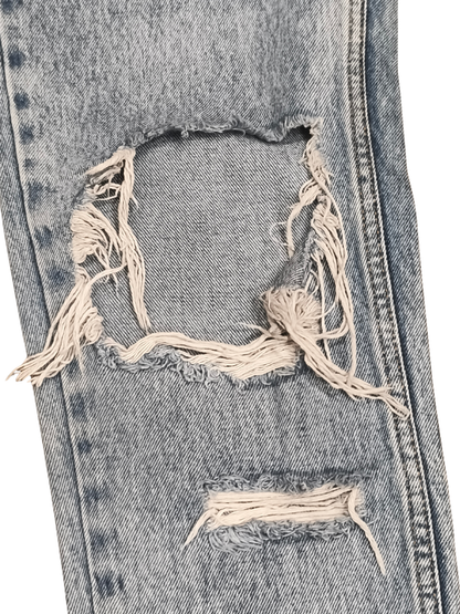 Pull&Bear High Waisted Distressed Mom Jeans Light Wash Blue Size 4 / 36 / 26