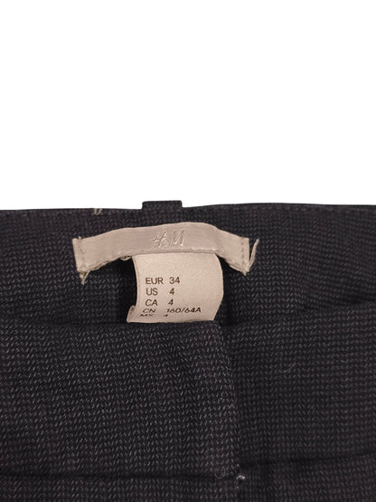 H&M Women's Black Textured Dress Pants Slim Cigarette Trousers Size EUR 34 US 4