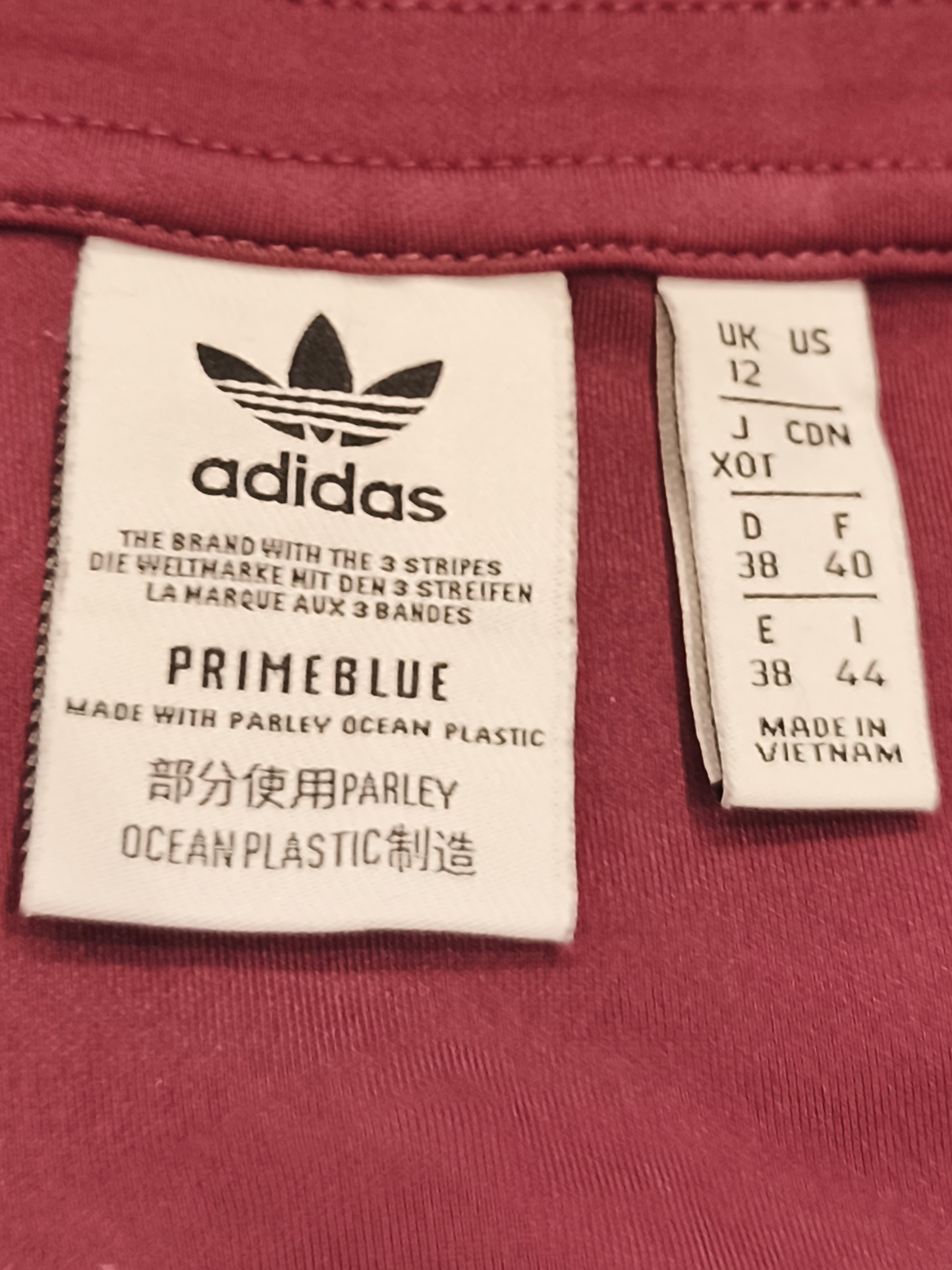 Adidas Originals Adicolor Classics Primeblue Crop Top Maroon Burgundy UK 12 US 8