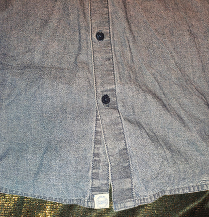 Adidas Originals Denim Chambray Shirt Men's 50 Medium Bomber Collar Zip Back
