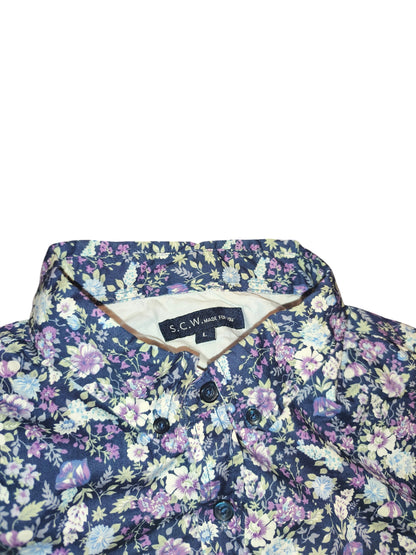 S.C.W. Made For You Men's Floral Shirt Size L Long Sleeve Cotton Blend