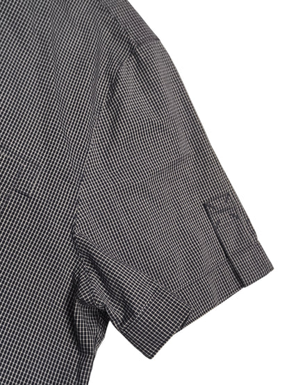 HUGO Hugo Boss Slim Line Men's Shirt L Short Sleeve Micro Check Navy Blue White