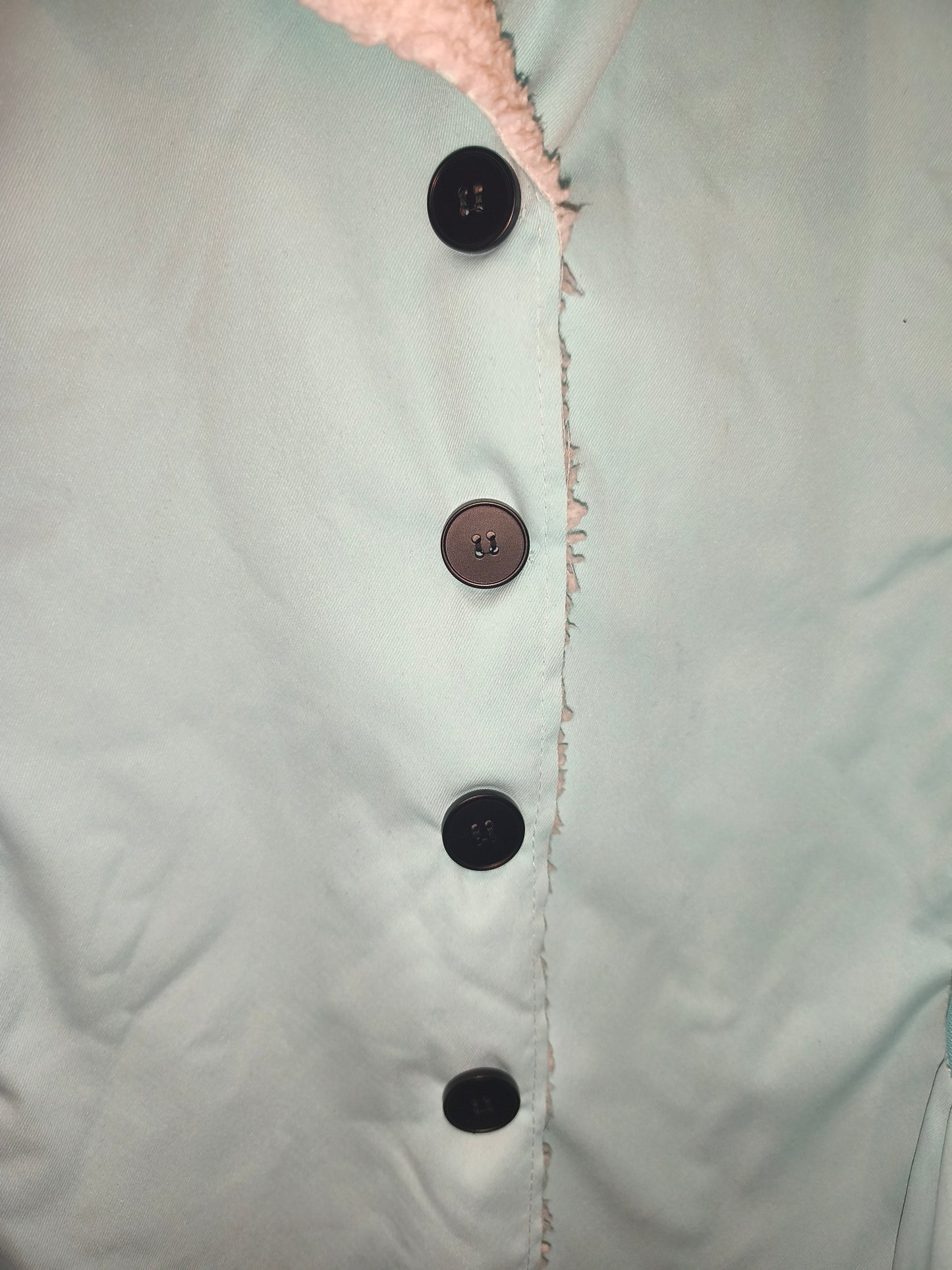 Pastel Light Blue Sherpa Fleece Lined Button Coat Jacket | Women's Size 5XL