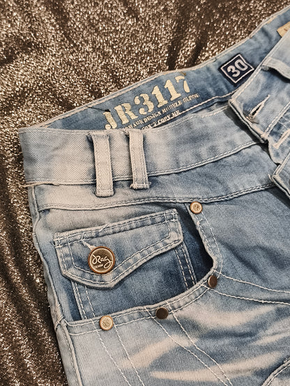 J Rag Famous Denim Mens Blue Jeans Size 30 Distressed Studded Y2K JR3117