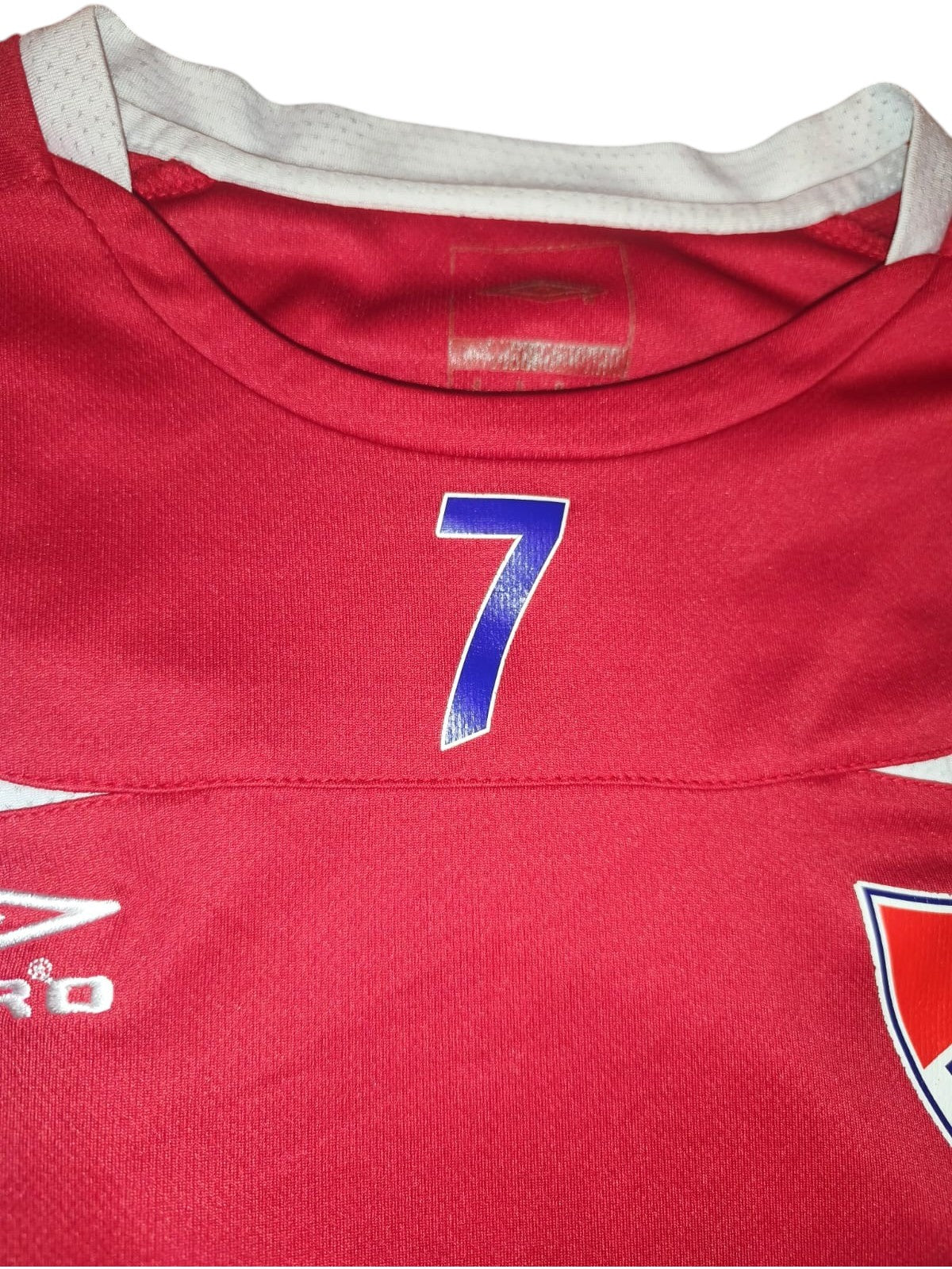 Vintage Umbro Rival Football Jersey Shirt Red White #7 Size M L Rare Soccer
