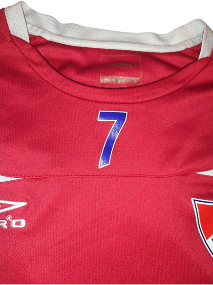 Vintage Umbro Rival Football Jersey Shirt Red White #7 Size M L Rare Soccer