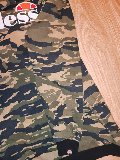 Ellesse Maroo Camo Longline Hoodie – Tiger Camouflage – Unisex Fits M (Tagged Women's S / UK 8)