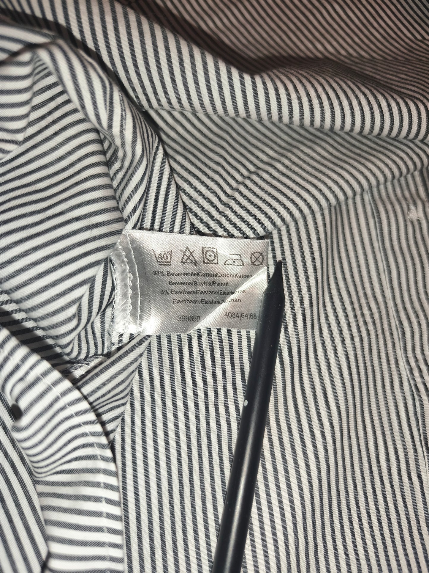 OLYMP Level 5 Five Body Fit Shirt Men 15" 38 Small S Striped Long Sleeve Cotton
