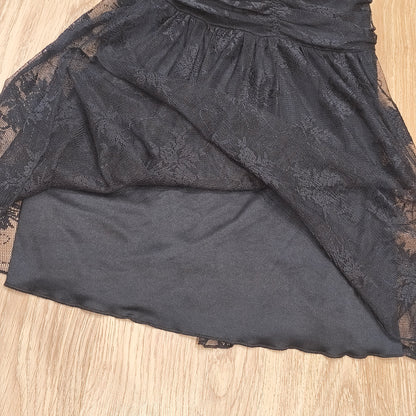 Laura Scott Black Lace Mini Dress V-Neck Lined Ruched Bodycon Party UK 12 D 38