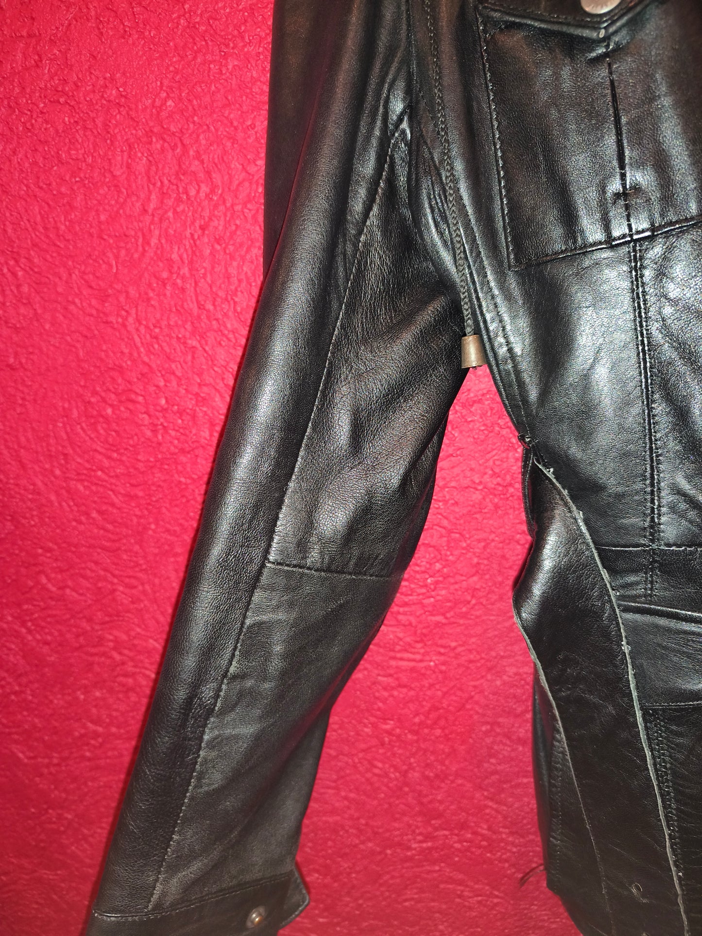 AVIATRIX Genuine Black Leather Belted Utility Jacket Fur Hood | Women's Size XL