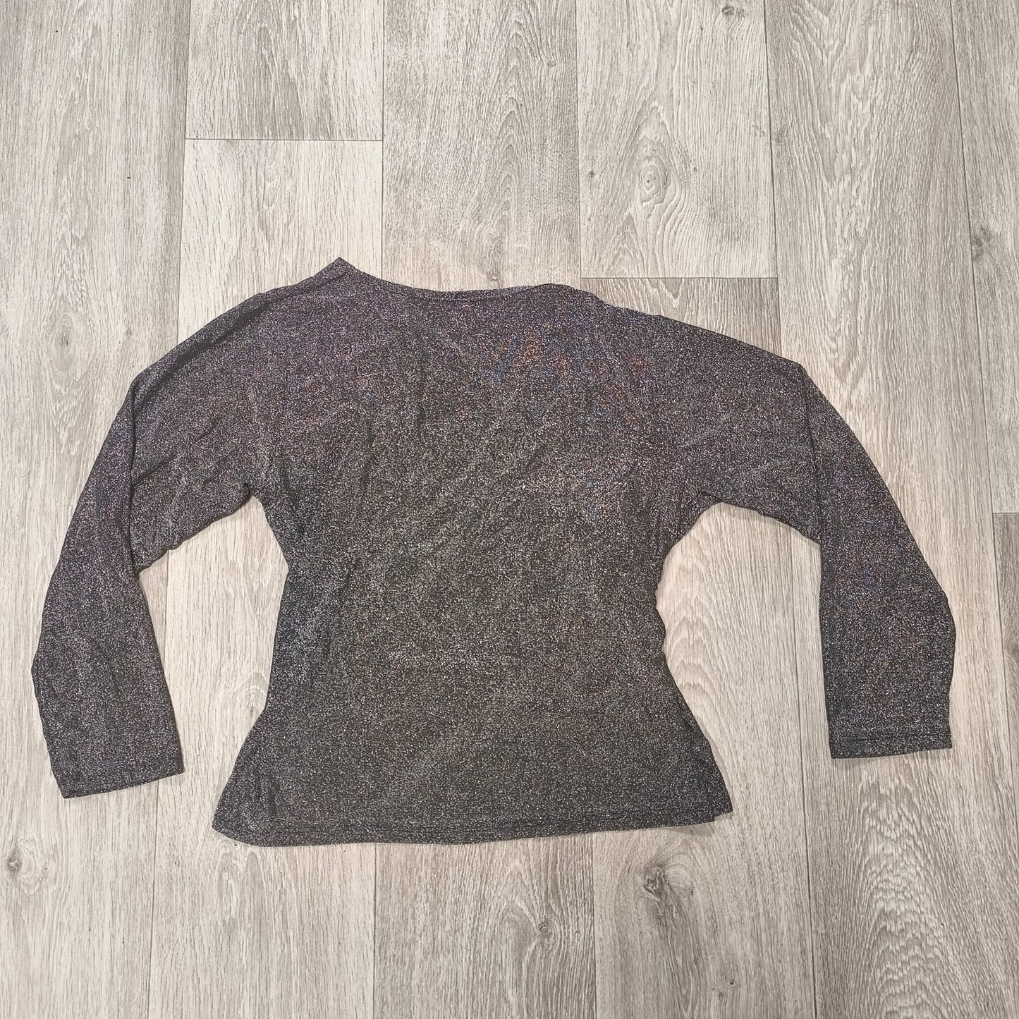 H&G Womens Metallic Silver Glitter Shimmer Sparkle Twist Front Top Made in Italy