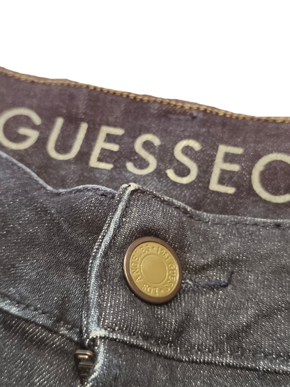 GUESS GUESSECO Distressed Slim Jeans Mens 29 Dark Wash U-Stretch M93AN2