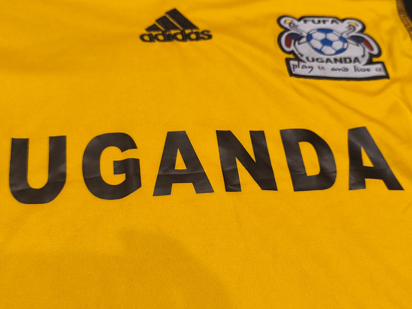 Adidas Uganda National Team Football Shirt Jersey Yellow Climacool Mens Size M