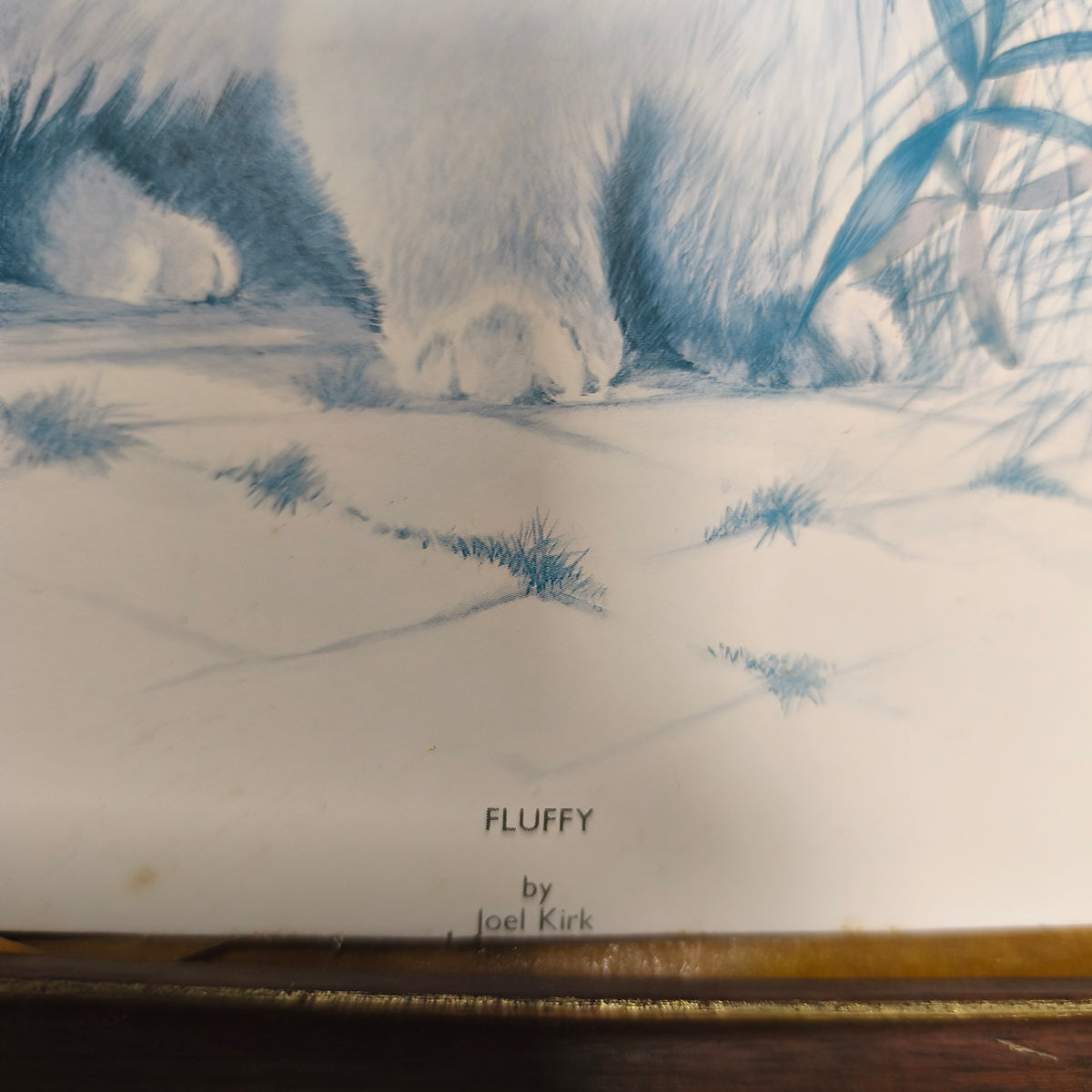 Vintage Framed Kitten Cat Art Print Fluffy Joel Kirk Felix Rosenstiel's Widow