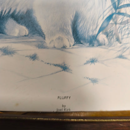 Vintage Framed Kitten Cat Art Print Fluffy Joel Kirk Felix Rosenstiel's Widow