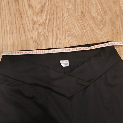 Girls Black Crossover Waist Flare Leggings Yoga Pants Size 12-13Y Stretch