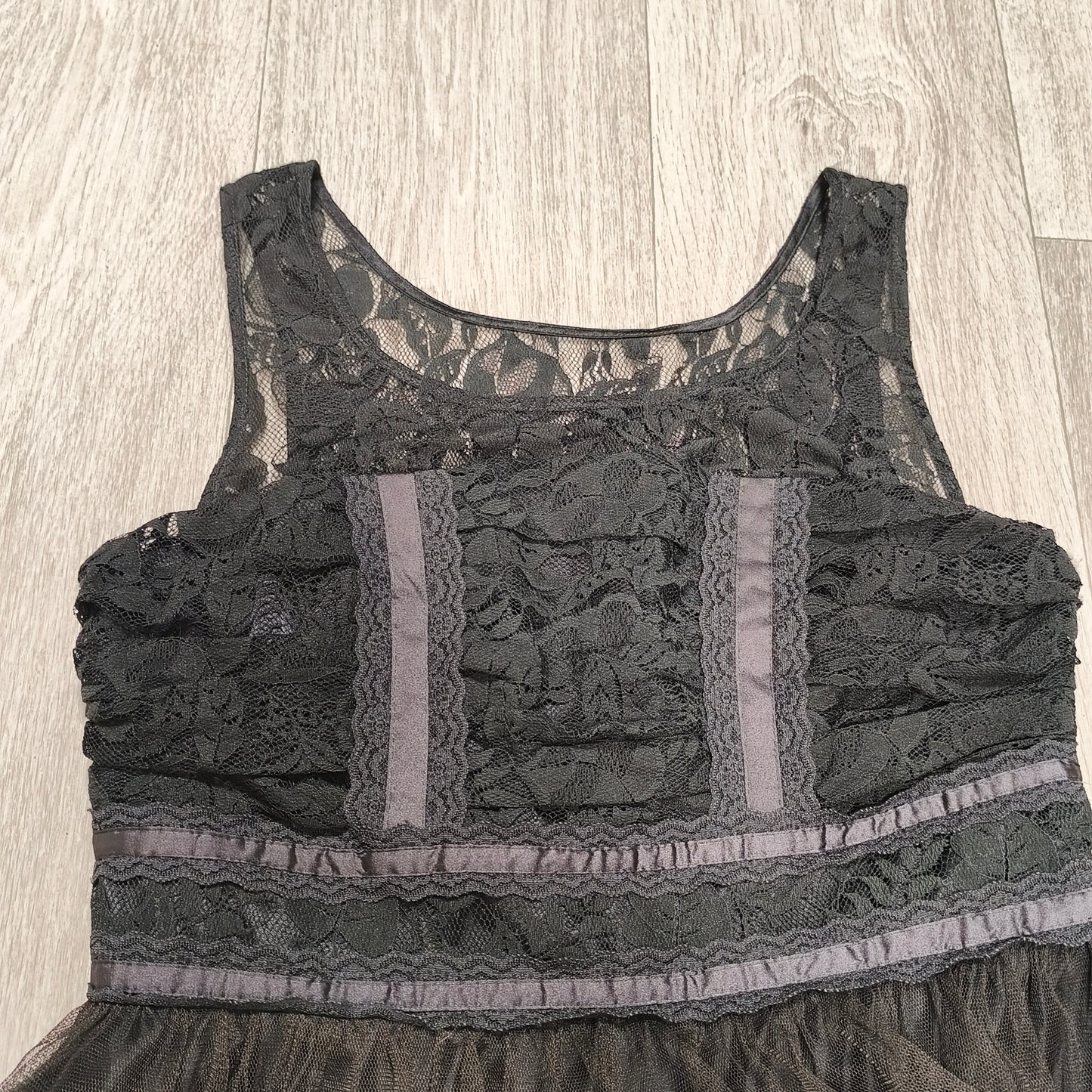 Next Petite Womens Black Lace Tulle Dress Size 14 Goth Party Cocktail Mini