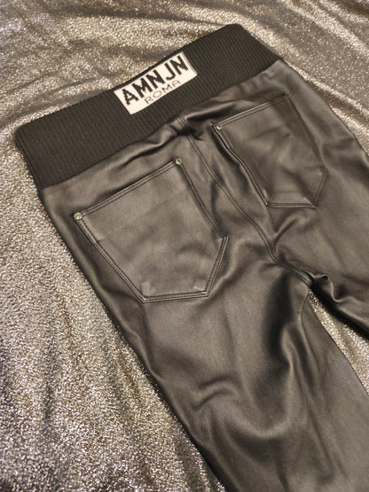 A.M.N Madness National Women's Black Coated Slim Fit Pants Size 26 Rhinestone
