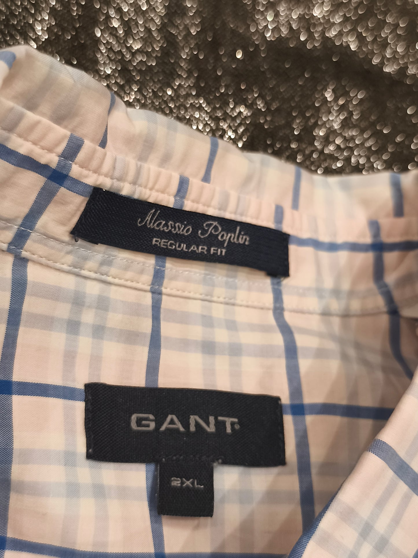 GANT Alassio Poplin Shirt Men's 2XL Regular Fit Blue Pink Plaid Long Sleeve
