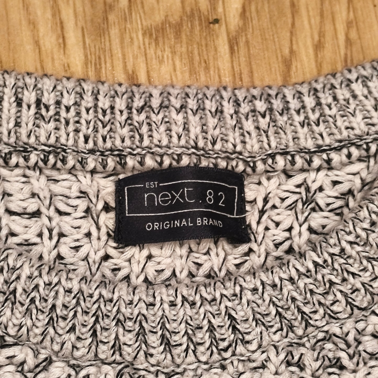 Next Boys Jumper Sweater Grey Black Marl Chunky Knit Crew Neck Age 11 146cm