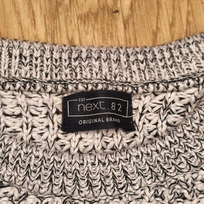 Next Boys Jumper Sweater Grey Black Marl Chunky Knit Crew Neck Age 11 146cm