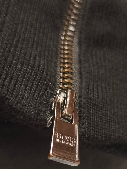 BOSS Hugo Boss Men's Elfonte Full-Zip Virgin Wool Sweater Jacket Black L