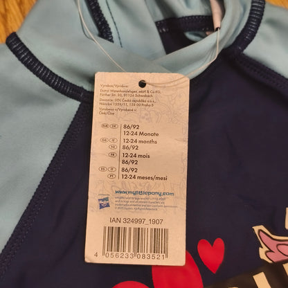 My Little Pony One Piece Swimsuit Rash Guard Sunsuit NWT 12-24 Months Blue
