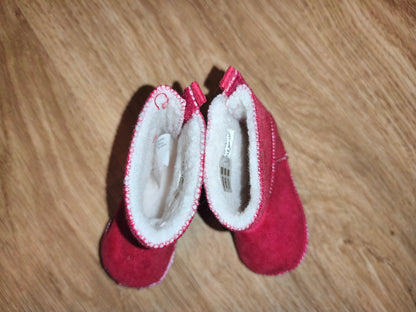 Baby Pink Faux Suede Winter Booties – Warm Fleece Lined (6–9 Months)