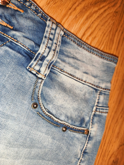 Vintage Style GOURD Denim Mini Skirt – High Waist, Size 29