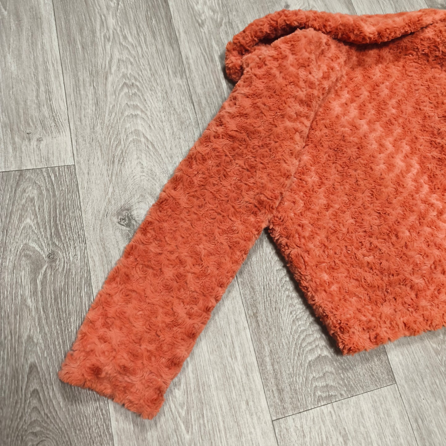 Sidonas Womens Faux Fur Rosette Swirl Jacket Coat Size EU 38 Coral Orange Short
